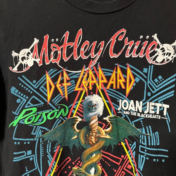 Motley Crue Def Leppard Poison Joan Jett Stadium‎ Tour 2022 Black TShirt Mens M - Picture 3 of 5